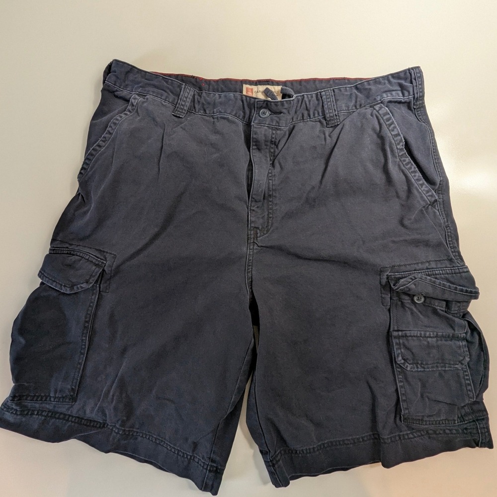 Cargo Supply Mens Navy Blue 100% Cotton Utility Cargo Shorts Waist 42 Y2K